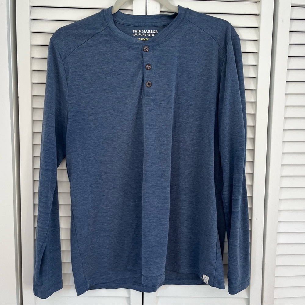 Fair Harbor Henley Long Sleeve Sz Small Blue
